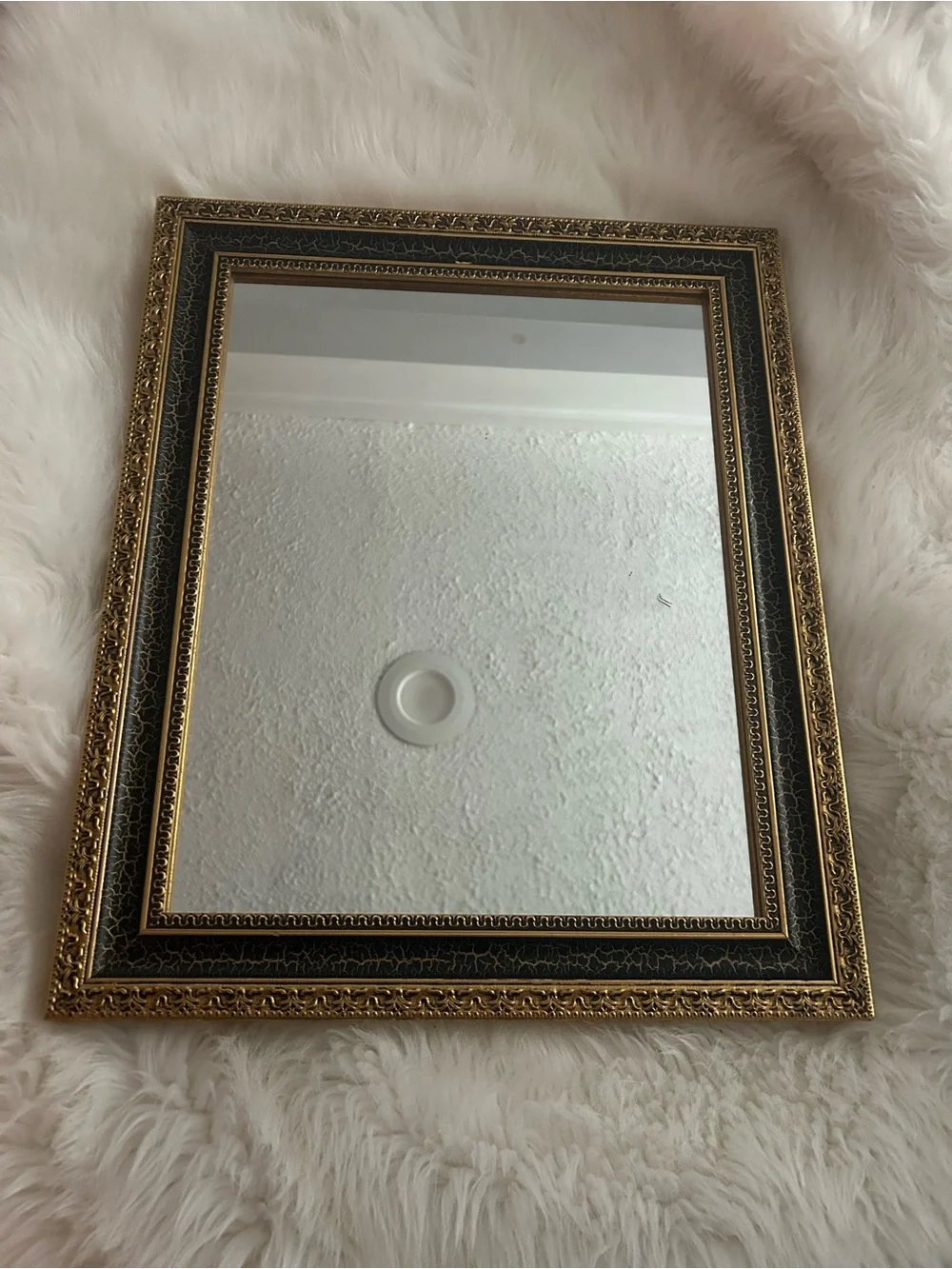 Vintage Gold & Black Ornate Framed Mirror - Crackle Finish Accent Wall Decor